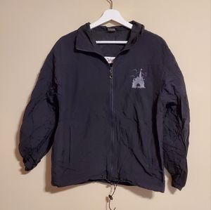 Vtg Walt Disney World Men’s Sz S Black Jacket Zip Up Windbreaker Magic Kingdom